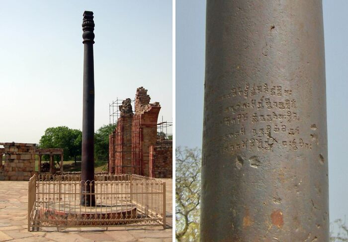Ancient iron pillar with inscriptions, an unsolved mystery for modern scientists.