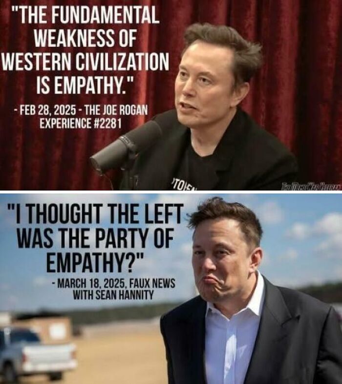 Man in two images with contrasting quotes about empathy, showing a "This you?" comeback example.