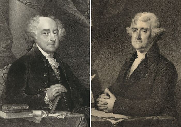 Two historical figures in side-by-side portraits, illustrating an unbelievable coincidence from history.