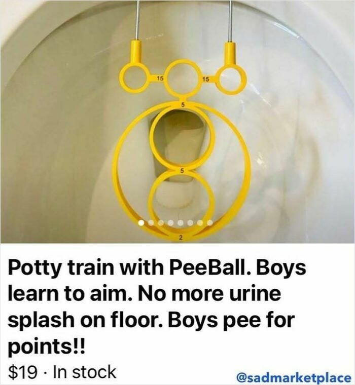 Unique Facebook Marketplace listing for a potty training aim game inside a toilet bowl.