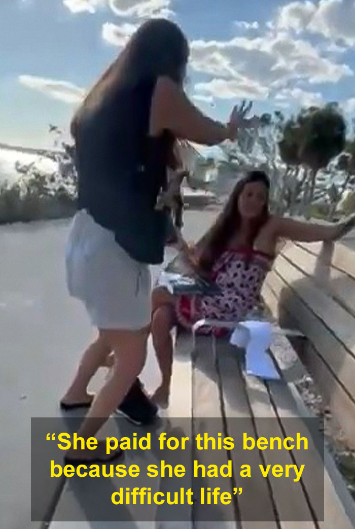 Pregnant mom confronted by women at park bench in daytime dispute. Pregnant mom confronted by women at park bench in daytime dispute.