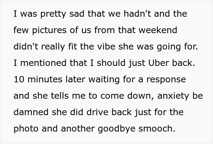 Text exchange about a long-distance girlfriend, highlighting feelings of sadness and an Uber ride back. Text exchange about a long-distance girlfriend, highlighting feelings of sadness and an Uber ride back.