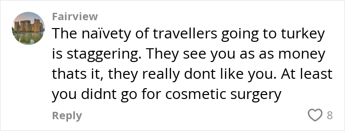 Comment on travelers' naivety in Turkey, questioning cultural perceptions and monetary views. Comment on travelers' naivety in Turkey, questioning cultural perceptions and monetary views.