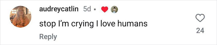 Social media comment expressing love for humans, related to local sports car surprise. Social media comment expressing love for humans, related to local sports car surprise.