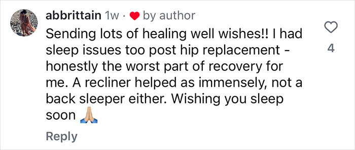 Comment sending healing wishes after hip replacement. Comment sending healing wishes after hip replacement.