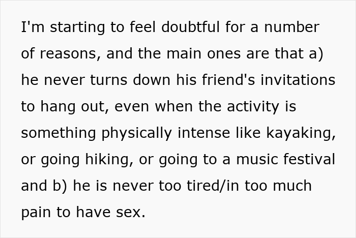 Text highlights a guy's selective excuses for avoiding activities with girlfriend while engaging in other tasks. Text highlights a guy's selective excuses for avoiding activities with girlfriend while engaging in other tasks.