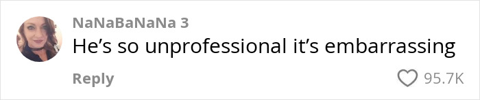 Comment highlights unprofessional behavior, stating "He's so unprofessional it's embarrassing," with high engagement. Comment highlights unprofessional behavior, stating "He's so unprofessional it's embarrassing," with high engagement.
