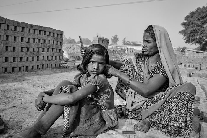 Tenderness From The Series Brick Workers By Anja Bruehling