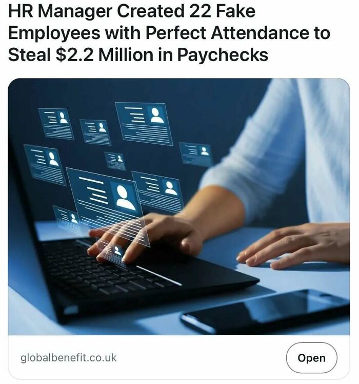 Person typing on a laptop, digital profiles floating above, illustrating fake employees and call center fraud concepts.