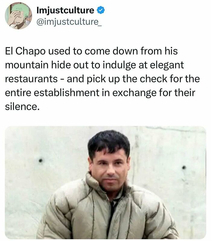 Man in a coat, linked to interesting facts about notable figures, with text about dining habits and secrecy.