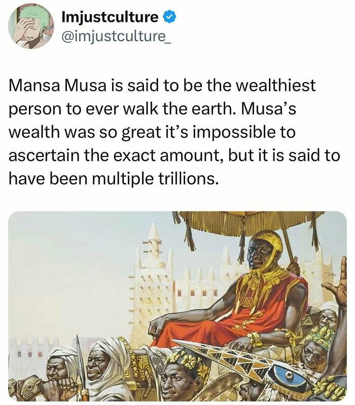 Illustration of Mansa Musa in royal attire, showcasing his immense wealth and influence in history.