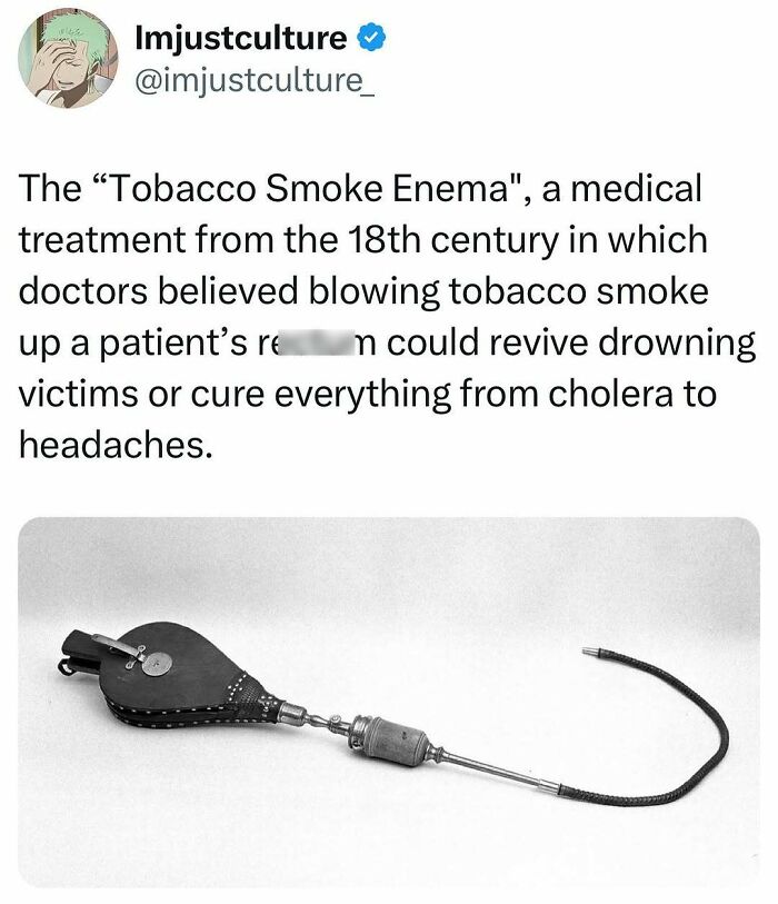 18th-century tobacco smoke enema device, once used for bizarre medical treatments.