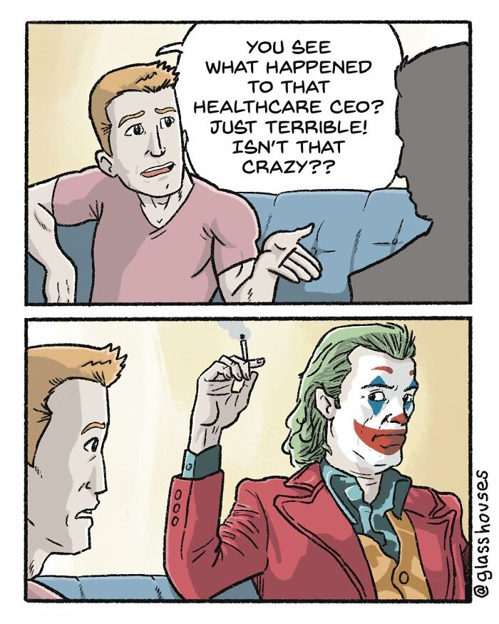 Comic strip by Glasshouses featuring dark humor with a clever twist.