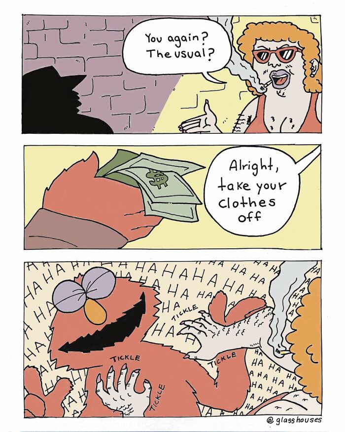 Comic strip with clever twist, showing humorous exchange about money and playful interaction.