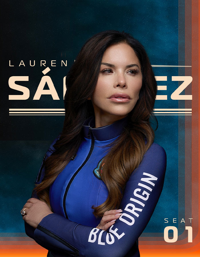 Lauren in Blue Origin suit, contemplating effects of filler during space mission. Lauren in Blue Origin suit, contemplating effects of filler during space mission.