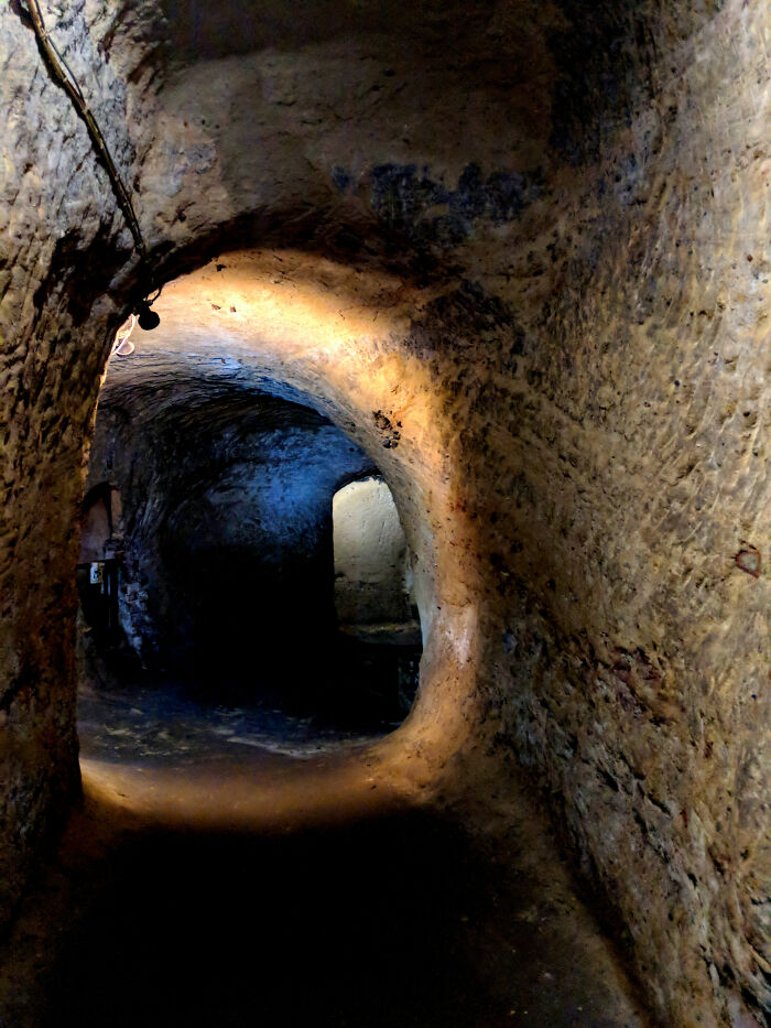 An eerie underground tunnel in one of the cities built completely below ground.