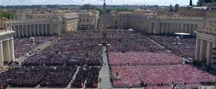 Thousands gather in St. Peter’s Square for Pope Francis's final farewell. Thousands gather in St. Peter’s Square for Pope Francis's final farewell.
