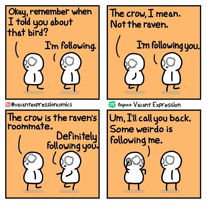 Sarcastic comic featuring two characters discussing a bird, with a funny twist ending.