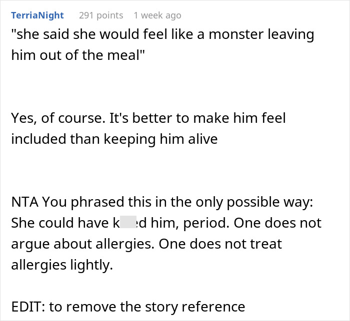 Text exchange about disregarding 7-year-old’s allergies, discussing safety and inclusion. Text exchange about disregarding 7-year-old’s allergies, discussing safety and inclusion.