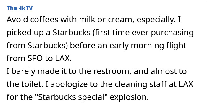 Text about avoiding coffee with milk at airports for digestive reasons. Text about avoiding coffee with milk at airports for digestive reasons.