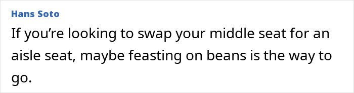 Text discussing the effects of beans while traveling, referencing airport food choices. Text discussing the effects of beans while traveling, referencing airport food choices.