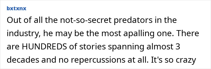 Comment discussing allegations against Jared Leto, mentioning industry predators and lack of repercussions. Comment discussing allegations against Jared Leto, mentioning industry predators and lack of repercussions.