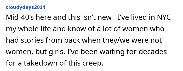 Text comment on allegations against Jared Leto, mentioning stories from NYC women. Text comment on allegations against Jared Leto, mentioning stories from NYC women.