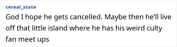Text comment expressing desire for cancellation related to Jared Leto allegations. Text comment expressing desire for cancellation related to Jared Leto allegations.