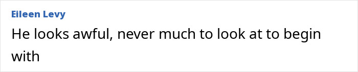 Text comment from Eileen Levy criticizing someone's appearance and weight in a blunt manner. Text comment from Eileen Levy criticizing someone's appearance and weight in a blunt manner.