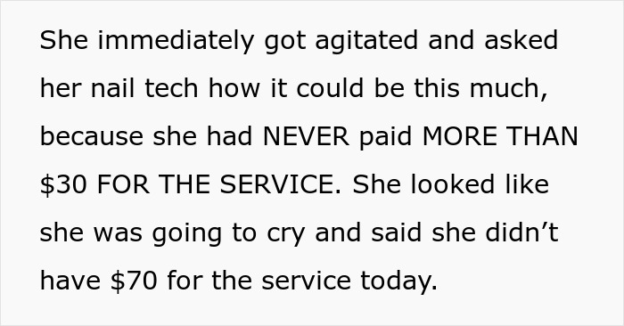 Woman vents about nail salon prices, feels overwhelmed by unexpected $70 charge, sparking chaos in the salon. Woman vents about nail salon prices, feels overwhelmed by unexpected $70 charge, sparking chaos in the salon.