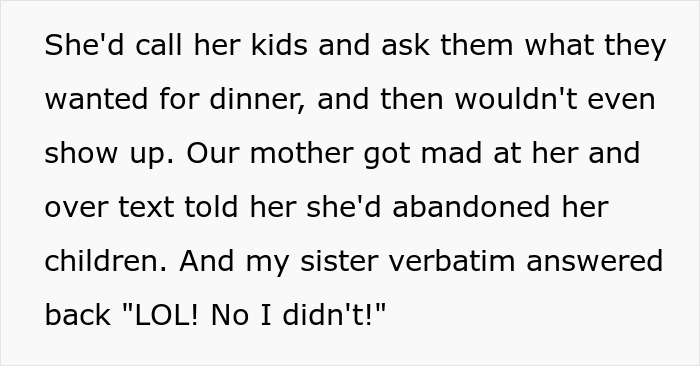 Text exchange about woman abandoning kids, mother upset, sister denies over text with "LOL! No I didn't! Text exchange about woman abandoning kids, mother upset, sister denies over text with "LOL! No I didn't!