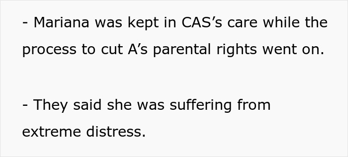 Text details parental rights and distress in child care situation. Text details parental rights and distress in child care situation.