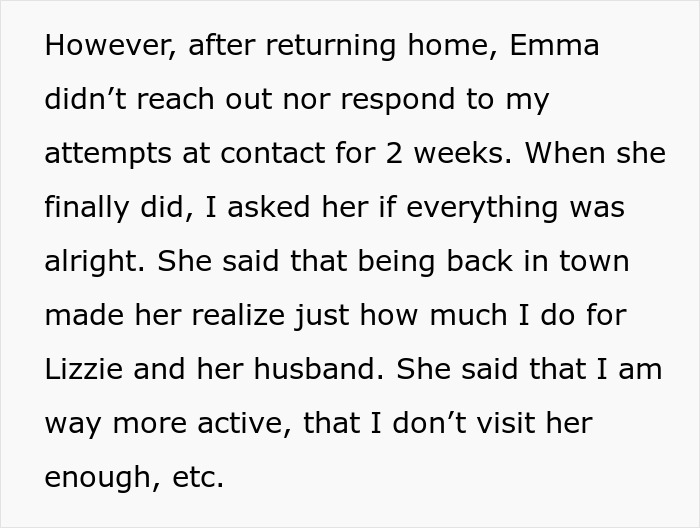 Text image discussing a mom's feelings about support differences between her daughters. Text image discussing a mom's feelings about support differences between her daughters.