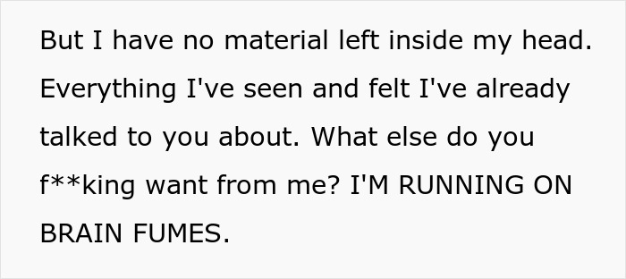 Text expressing frustration, likely related to feeling smothered by a partner wanting prolonged phone calls. Text expressing frustration, likely related to feeling smothered by a partner wanting prolonged phone calls.