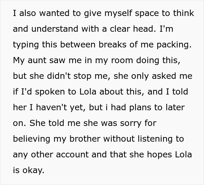 Text excerpt discussing family concerns over a prank involving brother and girlfriend. Text excerpt discussing family concerns over a prank involving brother and girlfriend.