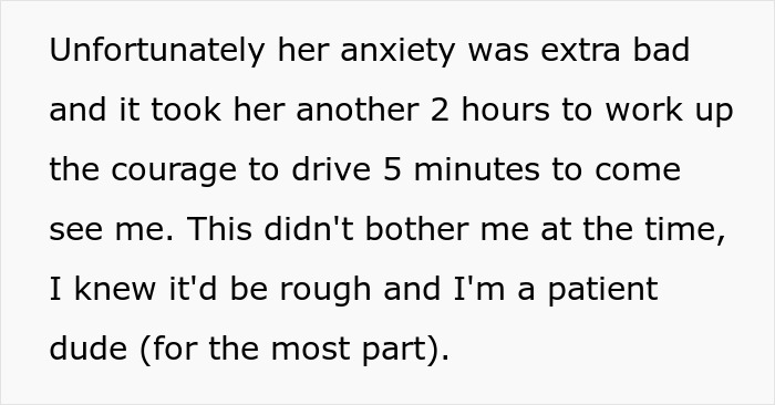 Text about a guy visiting his long-distance girlfriend, expressing patience with her anxiety issues. Text about a guy visiting his long-distance girlfriend, expressing patience with her anxiety issues.