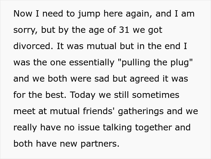 Text about mutual divorce at age 31, highlighting amicable post-divorce relationship. Text about mutual divorce at age 31, highlighting amicable post-divorce relationship.
