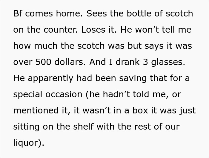 Text description of a story about drinking $500 aged scotch unknowingly. Text description of a story about drinking $500 aged scotch unknowingly.