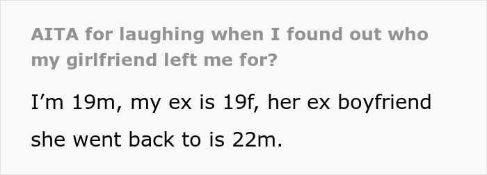 Young man laughs after girlfriend leaves him for her ex near Valentine's Day. Young man laughs after girlfriend leaves him for her ex near Valentine's Day.