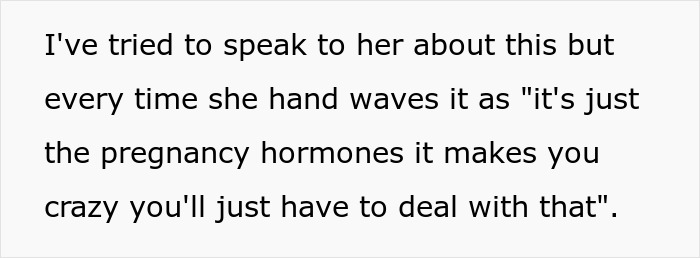 Text excerpt discussing pregnancy hormones and emotional impact on relationship. Text excerpt discussing pregnancy hormones and emotional impact on relationship.