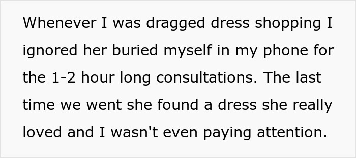 Text about a woman ignoring her fiancé’s daughter during dress shopping. Text about a woman ignoring her fiancé’s daughter during dress shopping.
