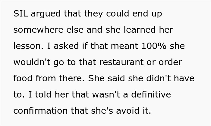 Text describing a disagreement over food choices related to a child's allergies. Text describing a disagreement over food choices related to a child's allergies.