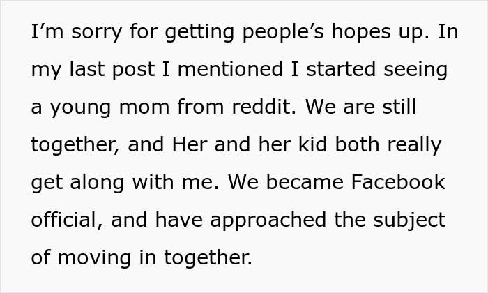 Text excerpt about dating a mom from Reddit, discussing relationship progress with her and her child. Text excerpt about dating a mom from Reddit, discussing relationship progress with her and her child.
