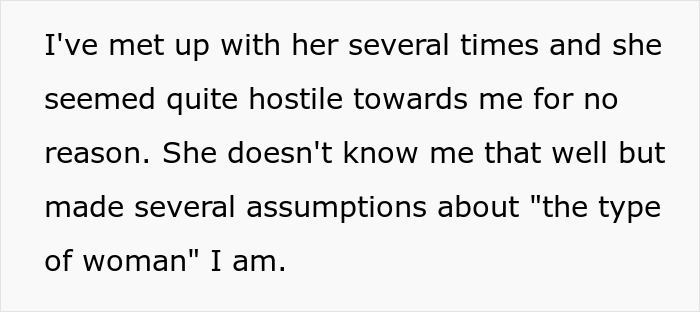 Text describing a woman’s experience with hostility from a man’s ex, affecting their dates. Text describing a woman’s experience with hostility from a man’s ex, affecting their dates.