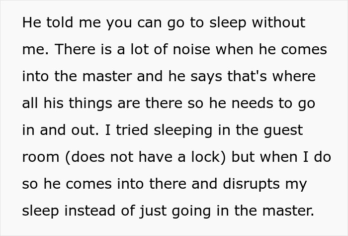 Text excerpt about disrupted sleep from boyfriend causing lack of proper sleep and considering staying in hotel.