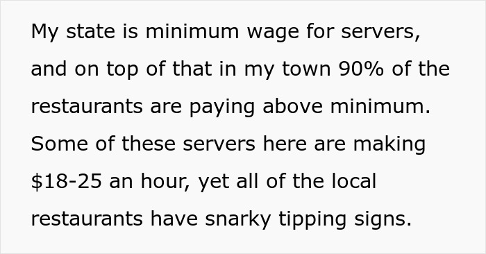 Text highlighting wages and tipping practices in local restaurants. Text highlighting wages and tipping practices in local restaurants.
