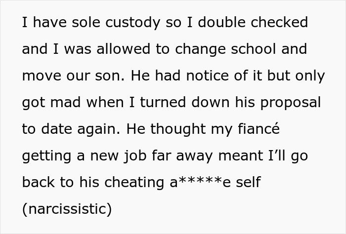 Text about sole custody and relationship issues, hinting at possible racial and ulterior motives in behavior. Text about sole custody and relationship issues, hinting at possible racial and ulterior motives in behavior.