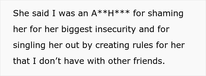 Text discussing a confrontation about a friend consuming $60 worth of groceries, leading to accusations of shaming and unfairness. Text discussing a confrontation about a friend consuming $60 worth of groceries, leading to accusations of shaming and unfairness.