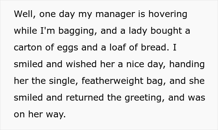 Grocery store employee adheres to policy while serving a customer, leaving the manager speechless. Grocery store employee adheres to policy while serving a customer, leaving the manager speechless.