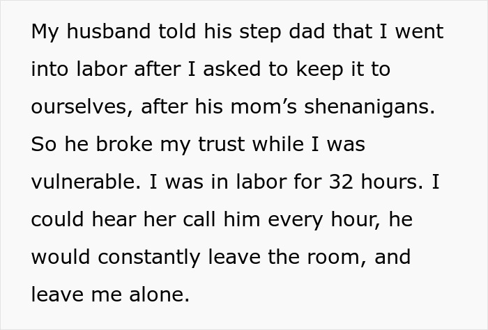 Text about a woman keeping pregnancy news from her mother-in-law, expressing concerns over her husband's divided attention. Text about a woman keeping pregnancy news from her mother-in-law, expressing concerns over her husband's divided attention.
